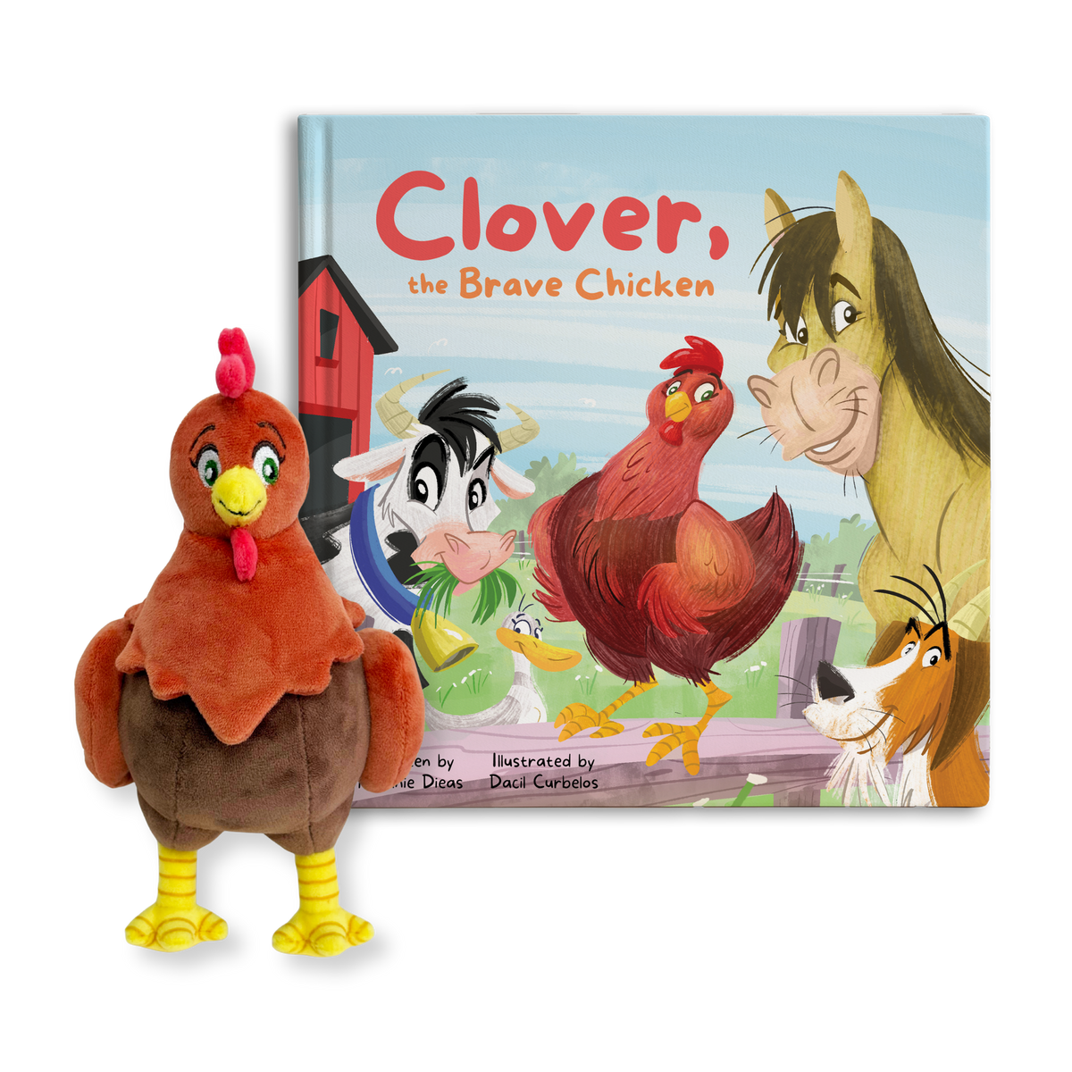 Clover, the Brave Chicken picture book with Clover plush gift set